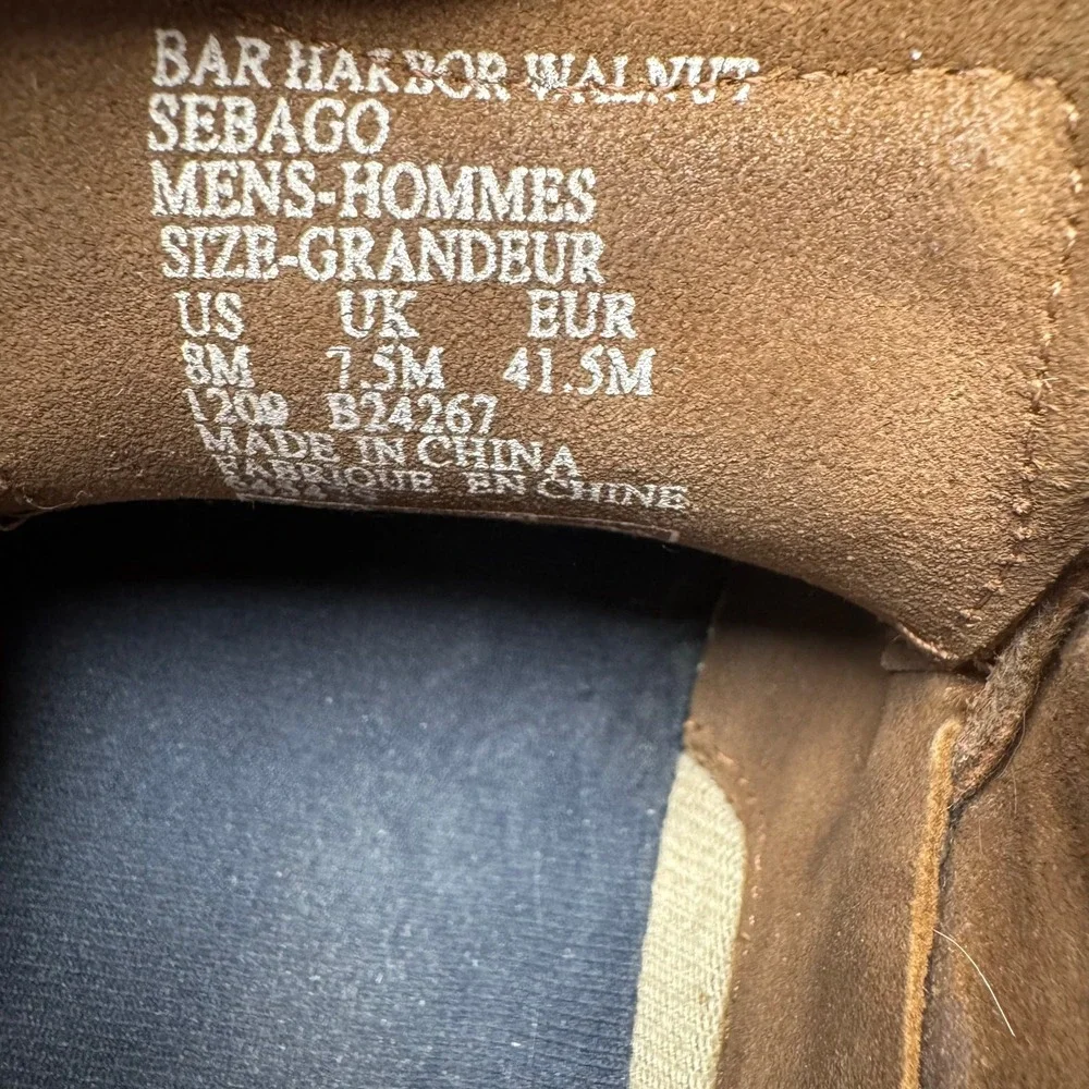 Sebago Bar‎ Harbor Walnut Leather Boat Shoes Mens 8M B24267 Brown Mesh Loafers